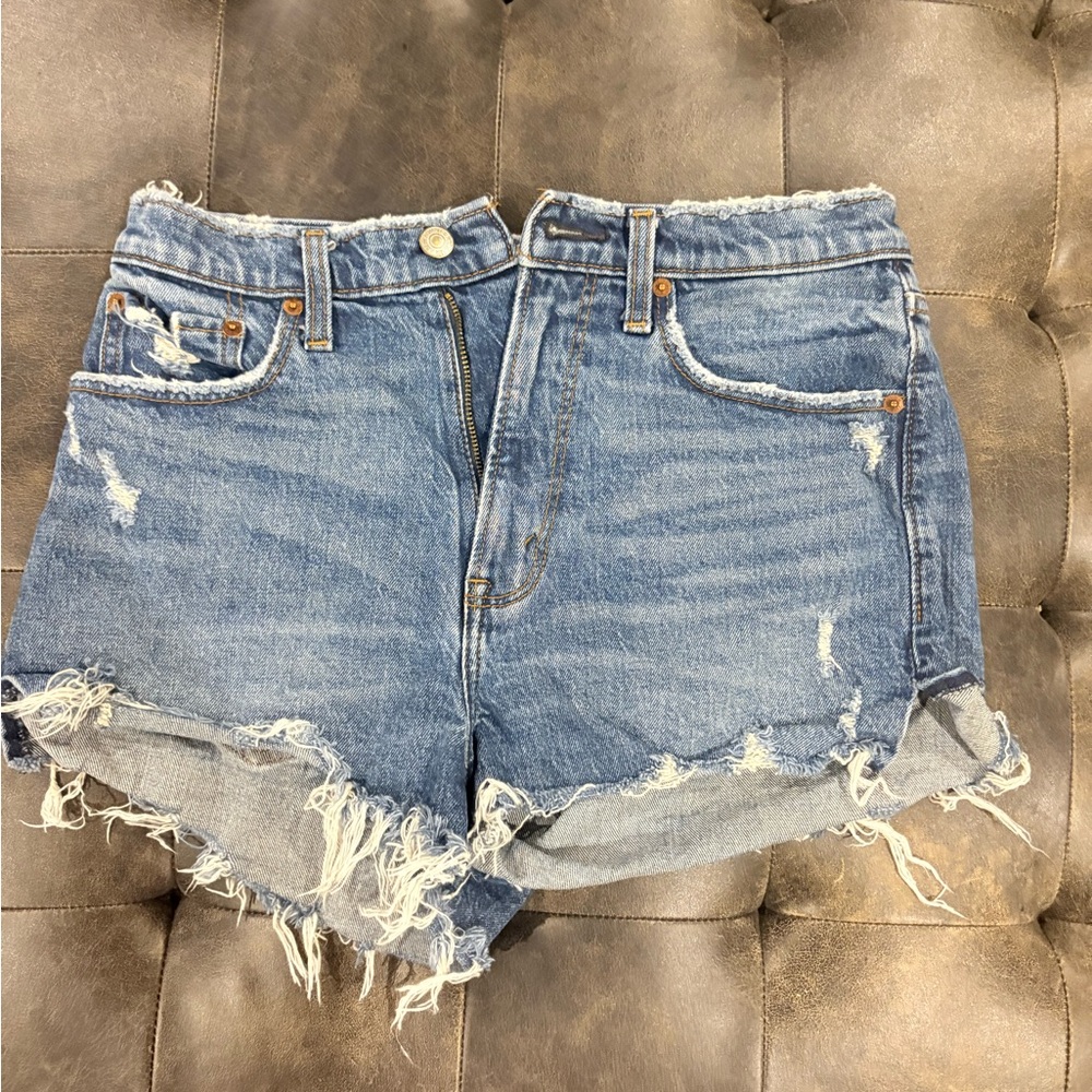 Abercrombie & Fitch Light Blue Distressed Jean Shorts